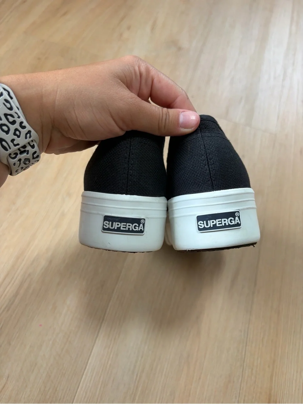 Superga Black Canvas Platform Sneakers